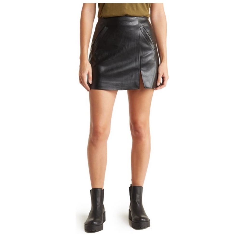 BlankNYC Black Faux Leather Mini Skirt Size 30 - Picture 2 of 7